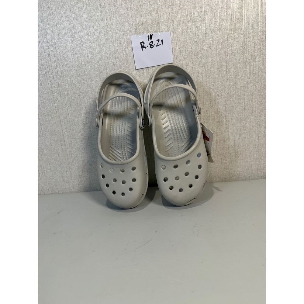 Crocs Mary Jane Clogs Light Gray Dual Strap Slip On Shoes Women 9